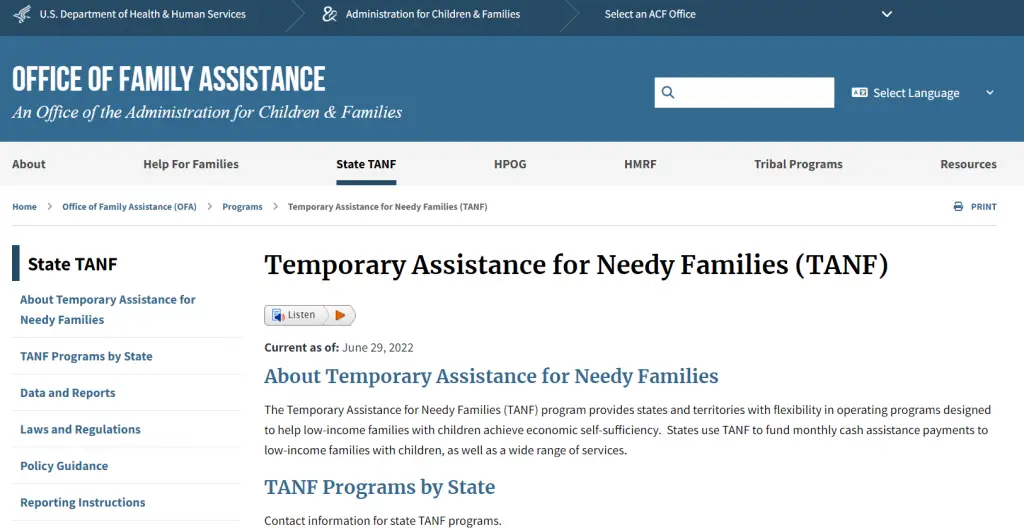 Source: Temporary Assistance For Needy Families (TANF), free bed assistance program