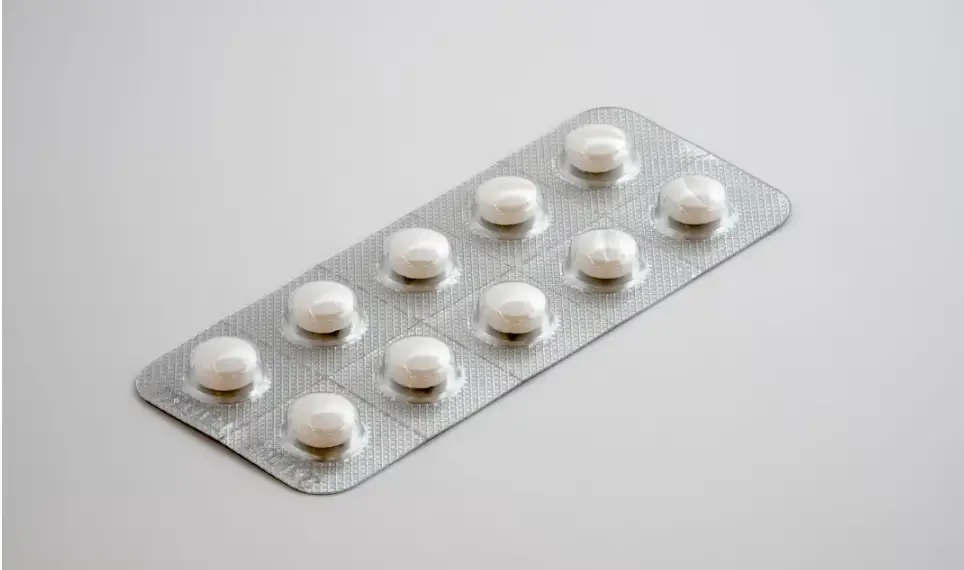 Blister pack of white pills