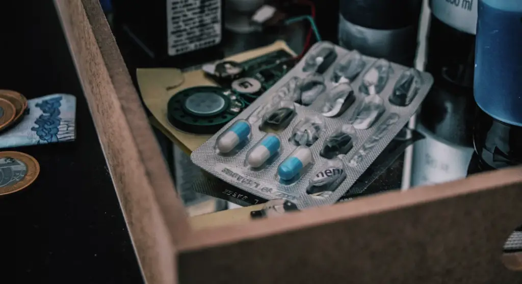 Blister pack in open drawer