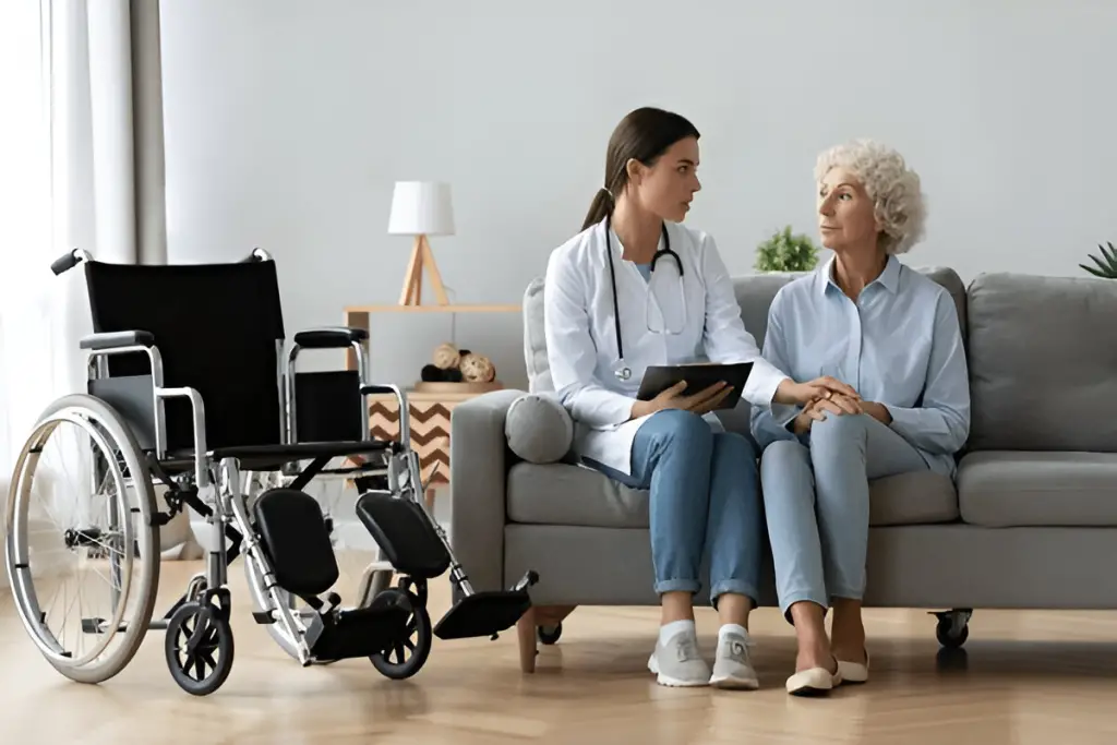 Doctor and patient discuss care.