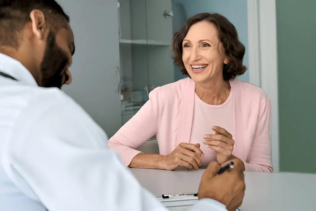 Happy woman doctor consultation.