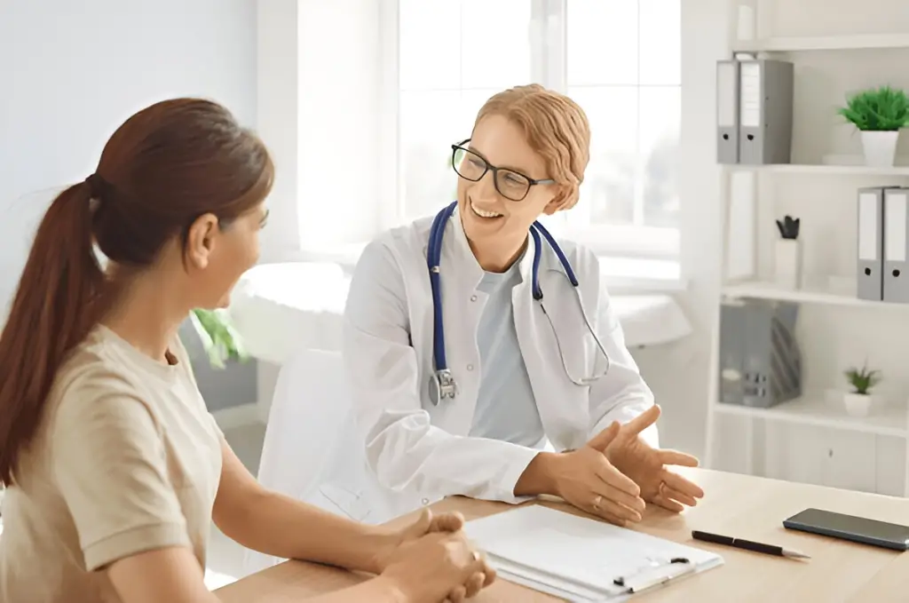 Doctor and patient happy consultation.