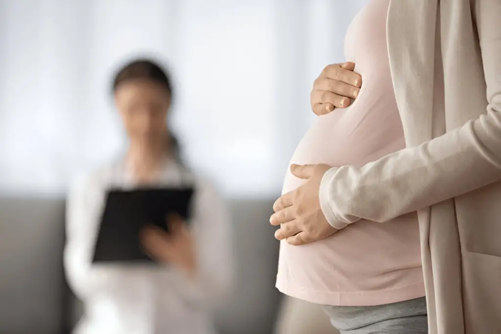Pregnant woman at appointment.
