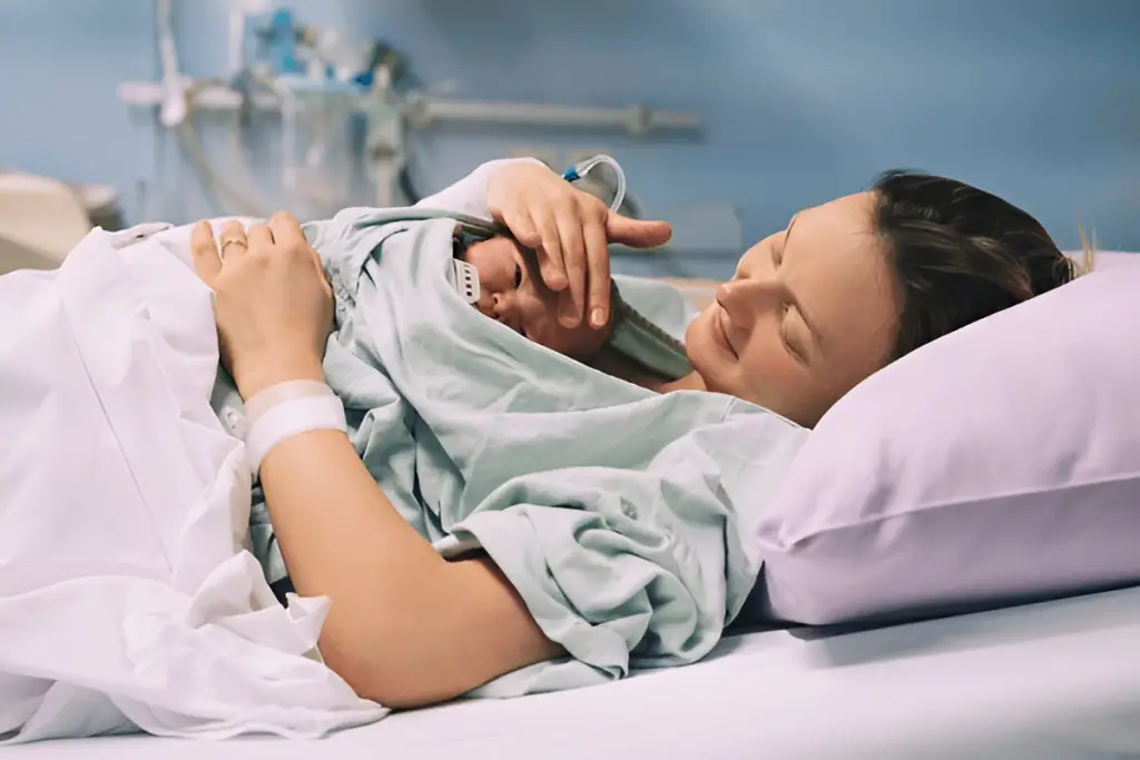 Mother and newborn skin-to-skin contact.