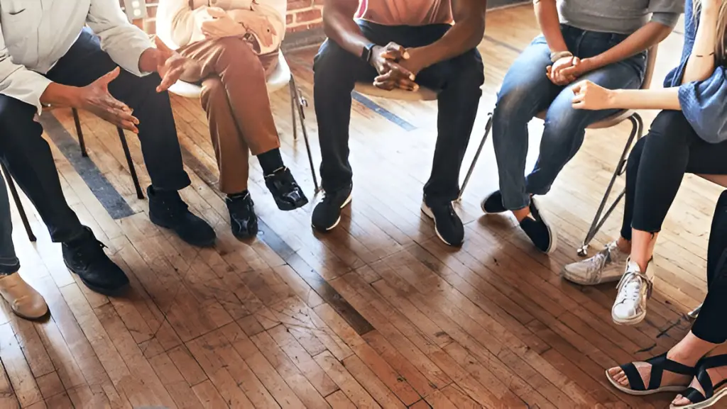 Diverse group therapy circle.