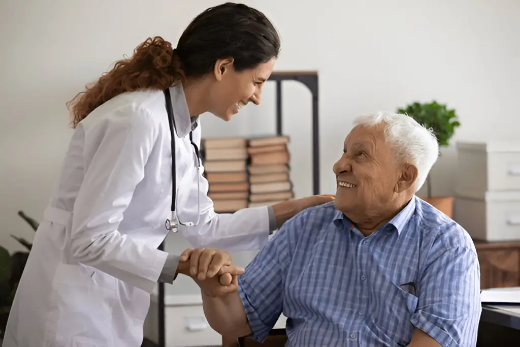 patient and doctor smiling 