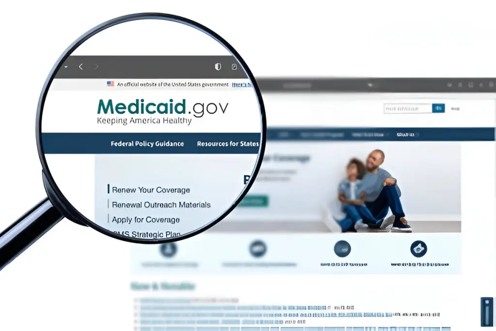 Magnifying glass on Medicaid website
